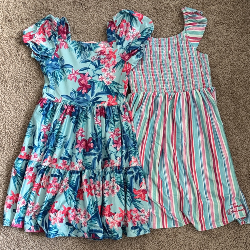 Tommy Bahama Kids Floral and Striped Dress Set - Blue and Pink